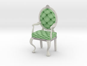 1:12 One Inch Scale MintWhite Louis XVI Chair in Full Color Sandstone