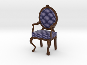 1:24 Half Inch Scale NavyDark Oak Louis XVI Chair in Full Color Sandstone