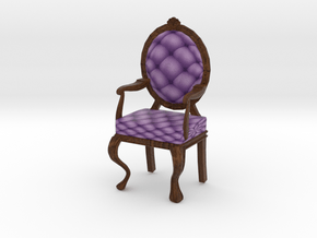 1:24 Half Inch Scale LavDark Oak Louis XVI Chair in Full Color Sandstone