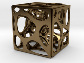 Voronoi Cube in Polished Bronze