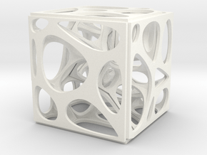 Voronoi Cube in White Processed Versatile Plastic