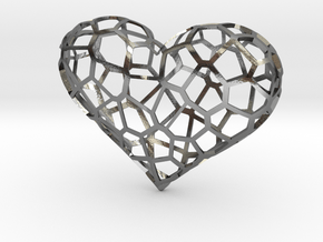 Voronoi Heart in Polished Silver