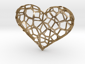 Voronoi heart in Polished Gold Steel