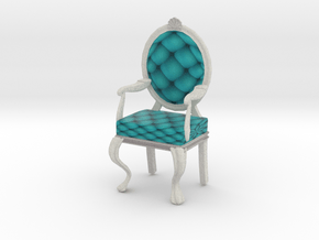 1:48 Quarter Scale TealWhite Louis XVI Chair in Full Color Sandstone