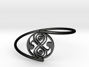 Seal of Rassilon - Bracelet Thin Spiral in Matte Black Steel