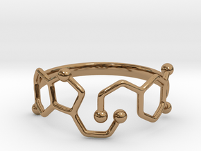Dopamine Serotonin Molecule Ring - Size 11  in Polished Brass