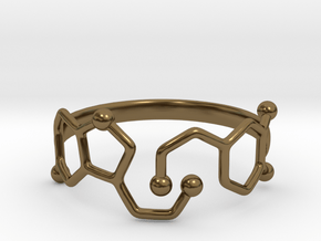 Dopamine Serotonin Molecule Ring - Size 11  in Polished Bronze