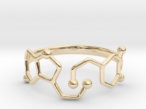 Dopamine Serotonin Molecule Ring - Size 11  in 14k Gold Plated Brass