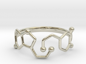 Dopamine Serotonin Molecule Ring - Size 11  in 14k White Gold
