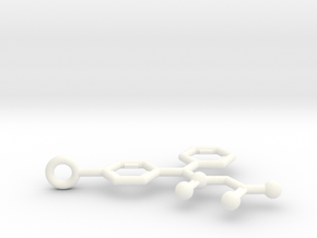 Modafinil Molecule Keychain in White Processed Versatile Plastic