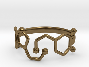Dopamine Serotonin Molecule Ring Size10 in Polished Bronze