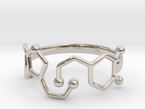 Dopamine Serotonin Molecule Ring Size10 in Rhodium Plated Brass