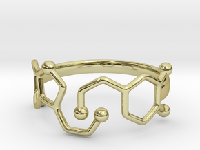 Dopamine Serotonin Molecule Ring Size10 in 18k Gold Plated Brass