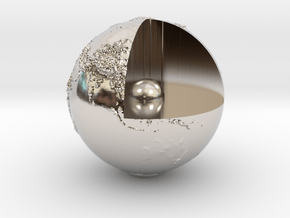 Earth with relief in Rhodium Plated Brass