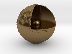 Earth with relief in Polished Bronze