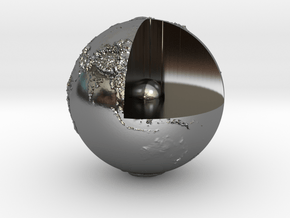 Earth with relief in Fine Detail Polished Silver