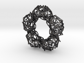 Bracelet The  lotus flower  size 2 3/4 (70mm) in Polished and Bronzed Black Steel