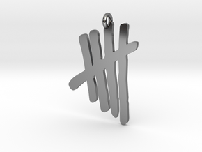 Tally Mark Emblem 1 Inch tall in Fine Detail Polished Silver