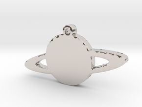 Rings of Saturn Necklace Pendant in Rhodium Plated Brass