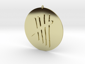 Tally Mark Emblem 2 Inch Pendant in 18k Gold Plated Brass