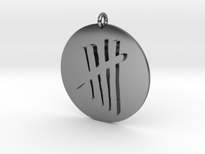 Tally Mark Emblem 1 Inch Pendant in Fine Detail Polished Silver