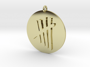 Tally Mark Emblem 1 Inch Pendant in 18k Gold Plated Brass