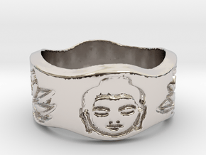 Buddha and Lotus Ring Size 4.5 in Platinum
