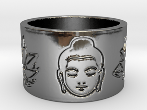 Buddha Lotus Flat Ring Size 4.5 in Fine Detail Polished Silver