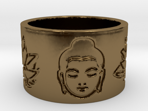 Buddha Lotus Flat Ring Size 4.5 in Polished Bronze
