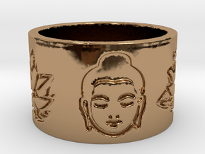 Buddha Lotus Flat Ring Size 4.5 in Polished Brass