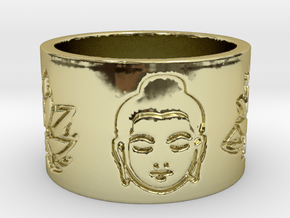 Buddha Lotus Flat Ring Size 4.5 in 18k Gold Plated Brass