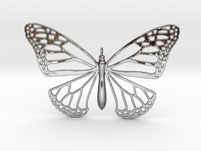 Smooth Monarch Pendant in Fine Detail Polished Silver