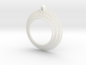 Crochet Pendant (steel and plastic) in White Processed Versatile Plastic