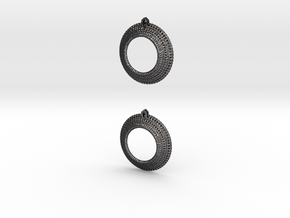 Crochet Earrings (steel and plastic). in Polished and Bronzed Black Steel