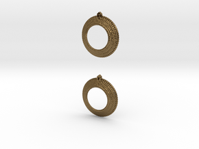 Crochet Earrings (steel and plastic). in Polished Bronze