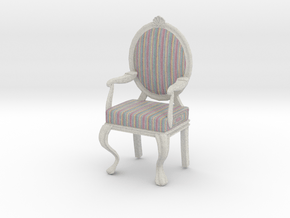 1:12 Scale Pastel Striped/White Louis XVI Chair in Full Color Sandstone