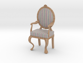 1:12 Scale Pastel Striped/Pale Oak Louis XVI Chair in Full Color Sandstone