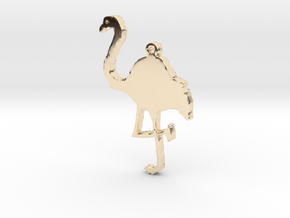 Flamingo Necklace Pendant in 14K Yellow Gold