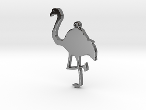 Flamingo Necklace Pendant in Fine Detail Polished Silver