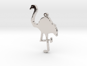 Flamingo Necklace Pendant in Rhodium Plated Brass