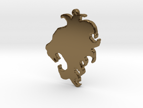 Roaring Lion Necklace Pendant in Polished Bronze