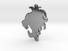 Roaring Lion Necklace Pendant in Fine Detail Polished Silver