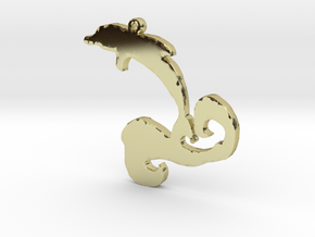Dolphin Wave Necklace Pendant in 18k Gold