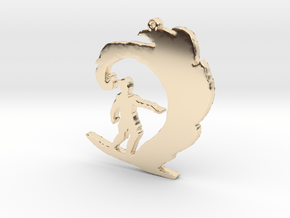 Surfer on a Wave Necklace Pendant in 14K Yellow Gold