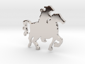 Cowboy on a Horse Necklace Pendant in Platinum