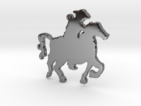 Cowboy on a Horse Necklace Pendant in Fine Detail Polished Silver