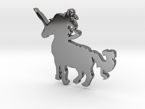 Unicorn Necklace Pendant in Fine Detail Polished Silver