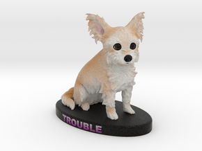 Custom Dog Figurine - Trouble in Full Color Sandstone