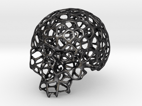 Wired Skull " Voronoï " in Polished and Bronzed Black Steel