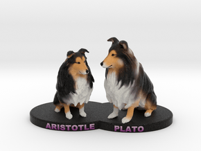 Custom Dog Figurine - PlatoAristotle in Full Color Sandstone